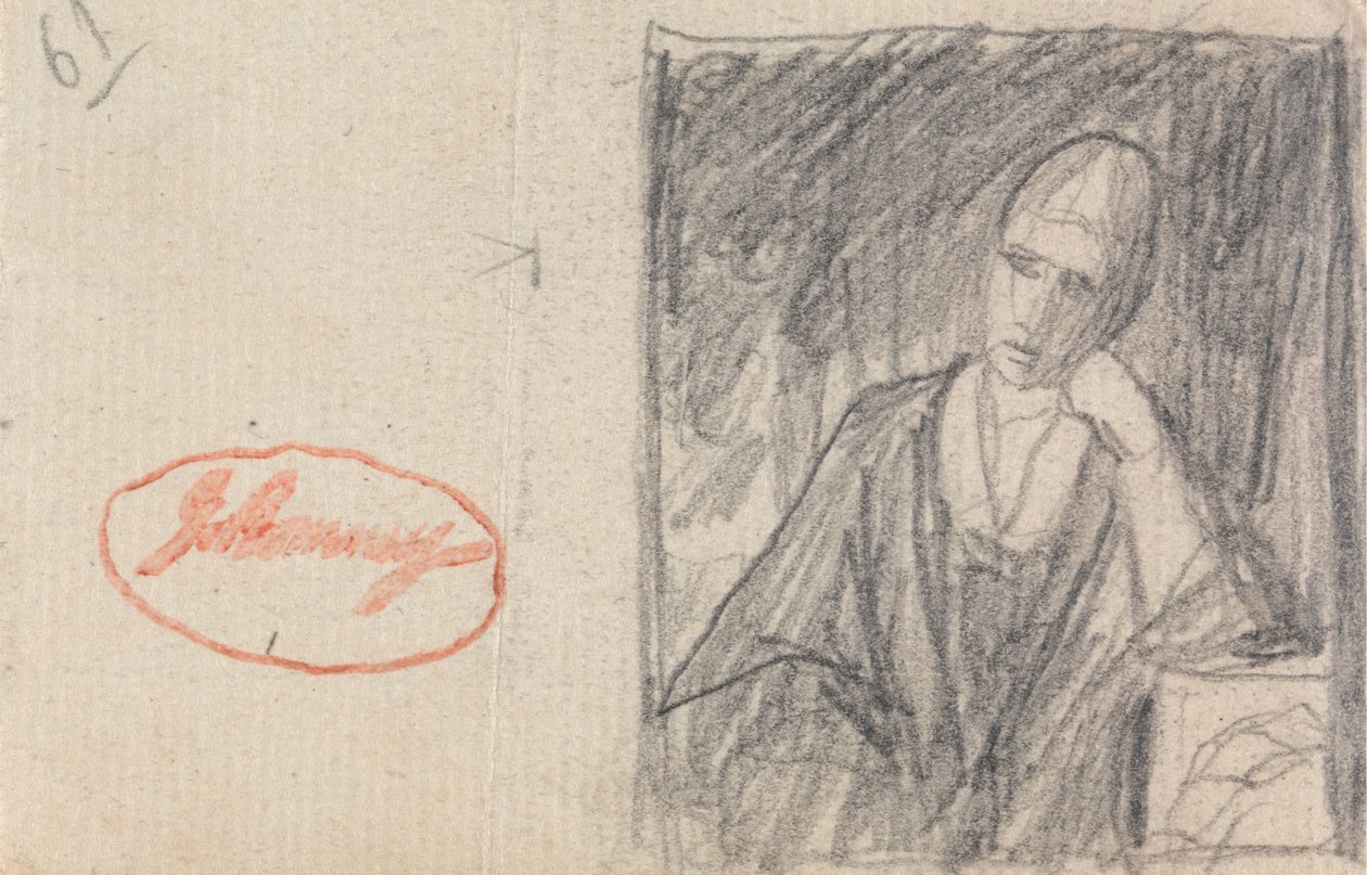 Kvinne som hviler hodet på en bøyd arm av George Romney