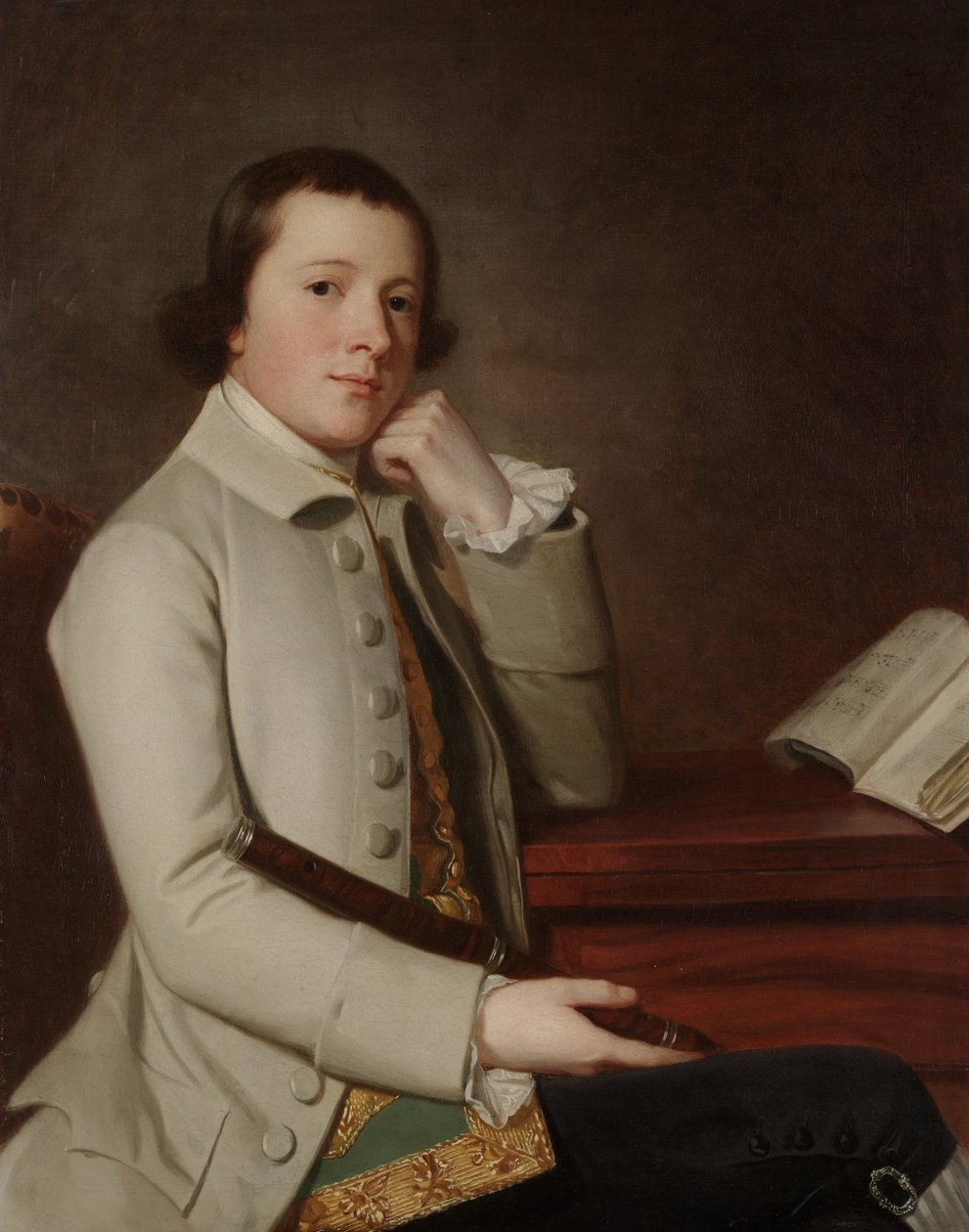 Ung mann med fløyte, slutten av 1760-tallet (olje på lerret) av George Romney