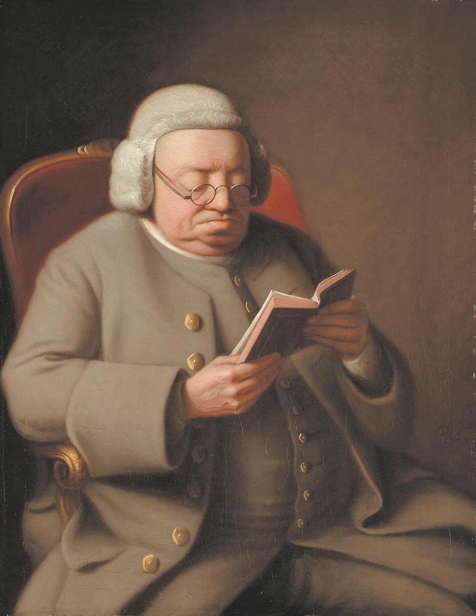 Portrett av Isaac Brodeau som leser en bok, 1700-tallet av George Roth