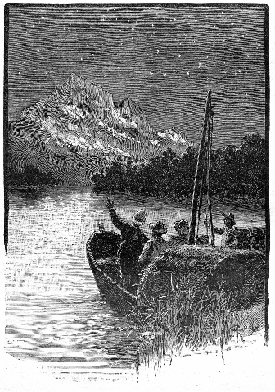 Illustrasjon av Jules Vernes roman "The Superb Orinoco", Hetzel Edition /Voyages Extraordinary 1898 av George Roux