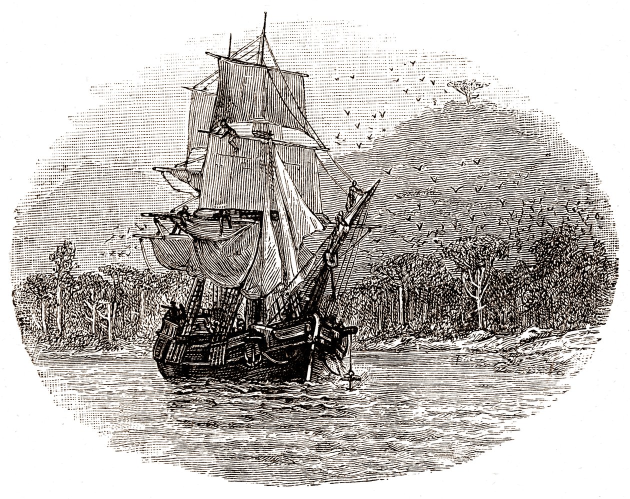 Hispaniola kaster anker utenfor øya av George Roux