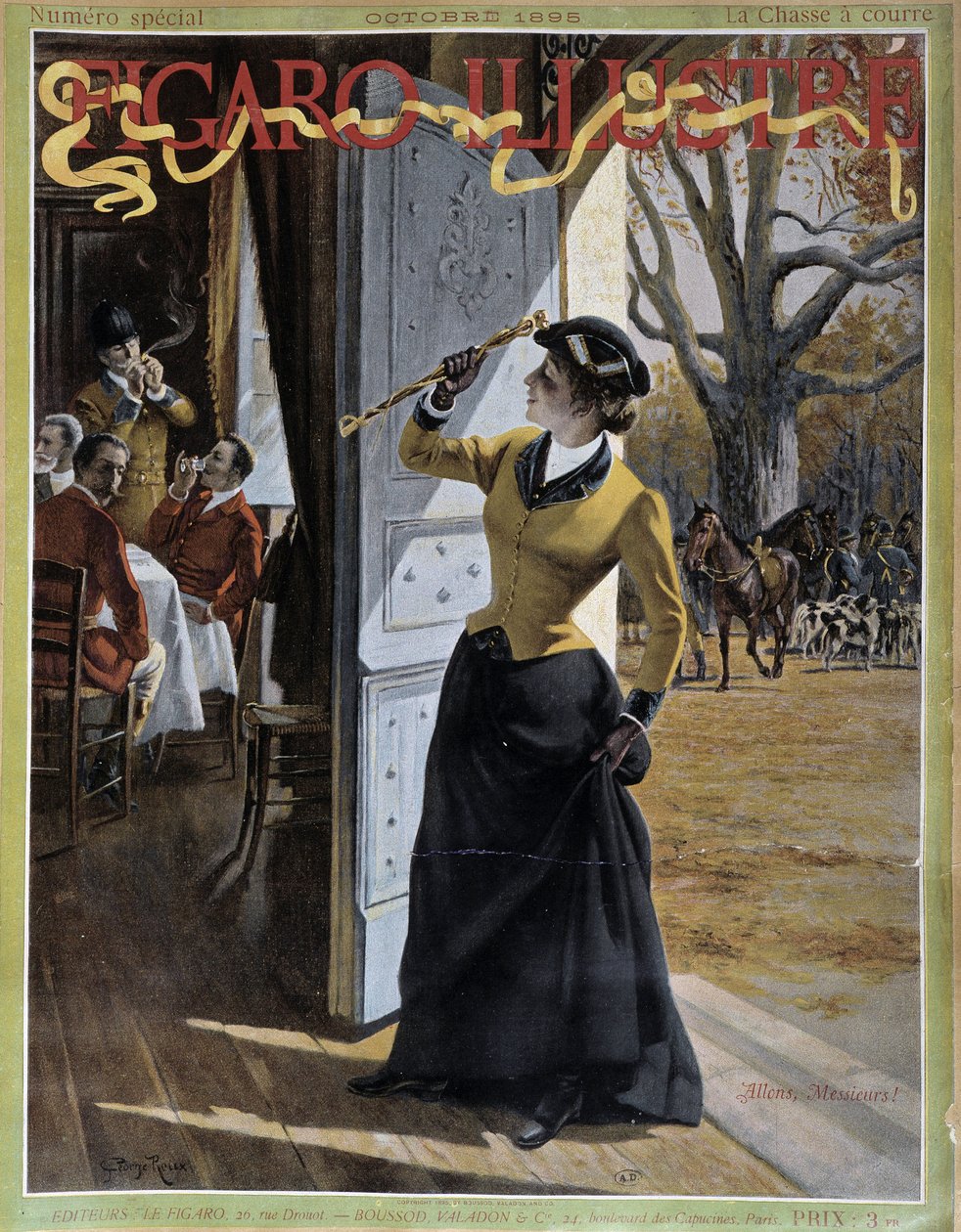 Kvinne i jaktantrekk - i "" Figaro Illustrated"" fra oktober 1895 av George Roux
