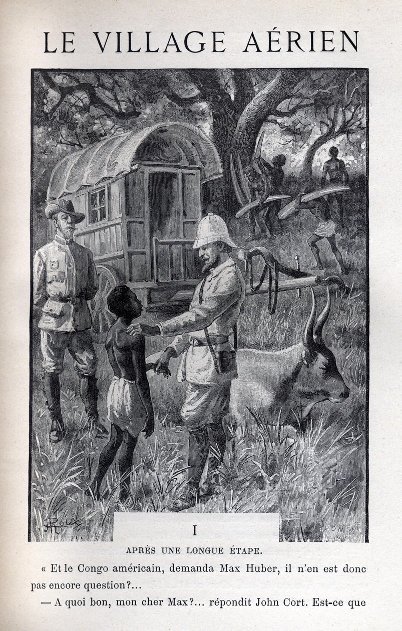 illustration in” le village aerien” by Jules Verne av George Roux