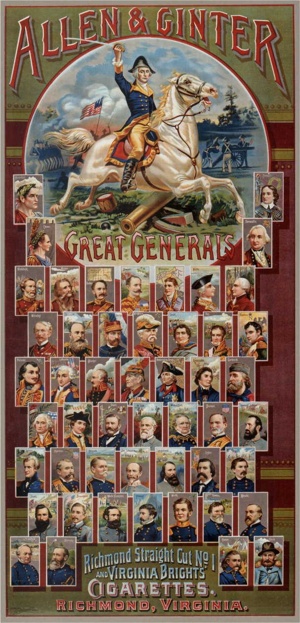 The Great Generals-serien for Allen & Ginter Cigarettes Brands, 1885 av George S. Harris