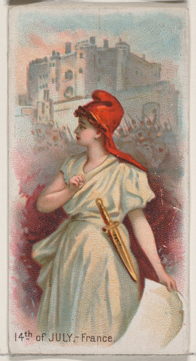 14. juli, Frankrike, fra Holidays-serien N80 for Duke-sigaretter, 1890., 1890. av George S. Harris and Sons