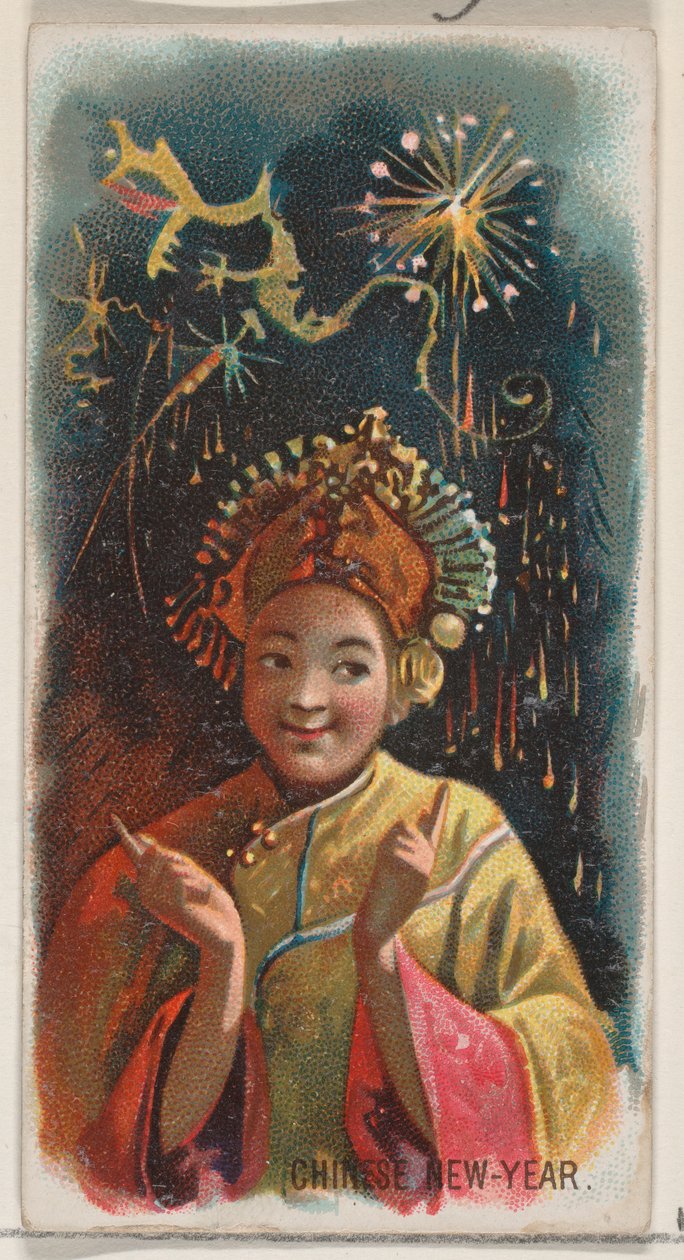Kinesisk nyttår, fra Holidays-serien N80 for Duke-sigaretter, 1890., 1890. av George S. Harris and Sons
