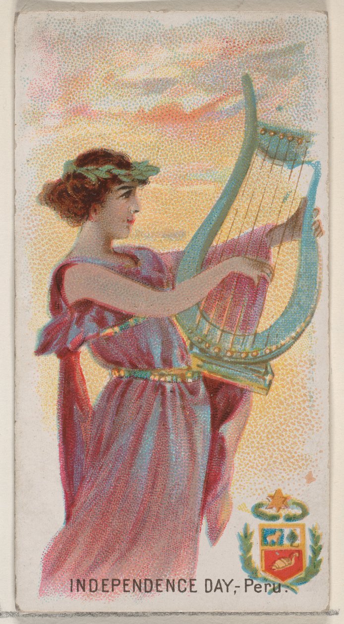 Independence Day, Peru, fra Holidays-serien N80 for Duke-sigaretter, 1890., 1890. av George S. Harris and Sons