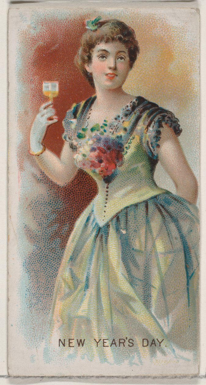 New Year's Day, USA, fra Holidays-serien N80 for Duke-sigaretter, 1890., 1890 av George S. Harris and Sons