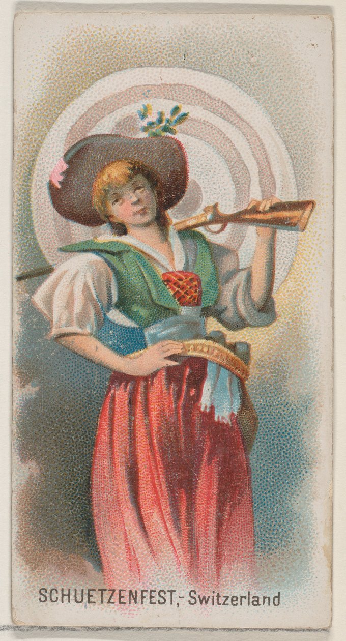 Schuetzenfest, Sveits, fra Holidays-serien N80 for Duke-sigaretter, 1890., 1890. av George S. Harris and Sons
