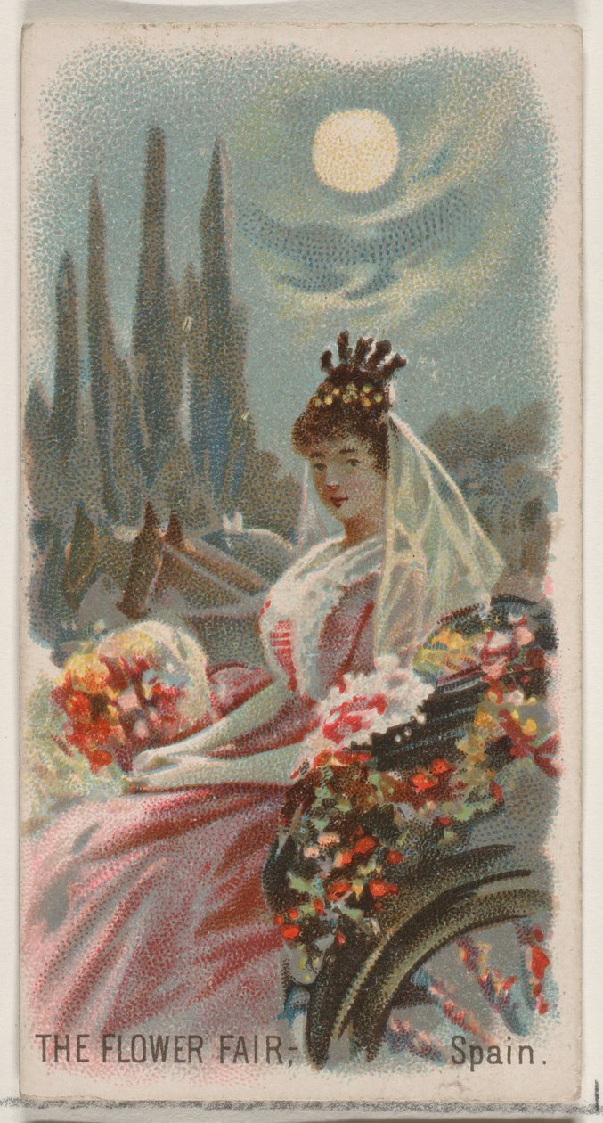 Blomstermessen, Spania, fra Holidays-serien N80 for Duke-sigaretter, 1890., 1890. av George S. Harris and Sons