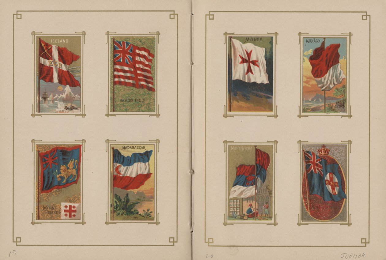 Flagg til alle nasjoner og USAs stater og territorier - Side 19 og 20, 1887 av George S. and Sons Harris