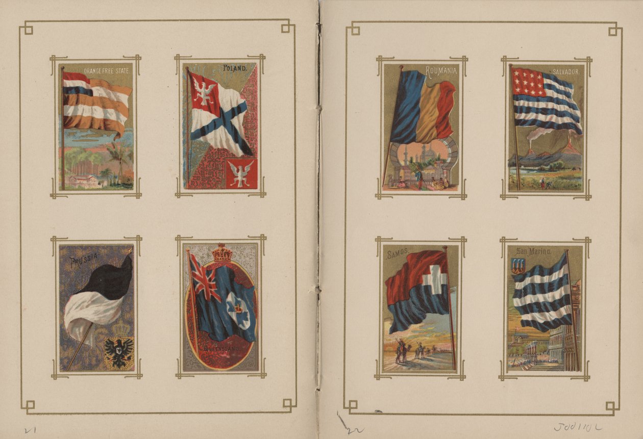 Flagg til alle nasjoner og USA - Side 21 og 22, 1887 av George S. and Sons Harris