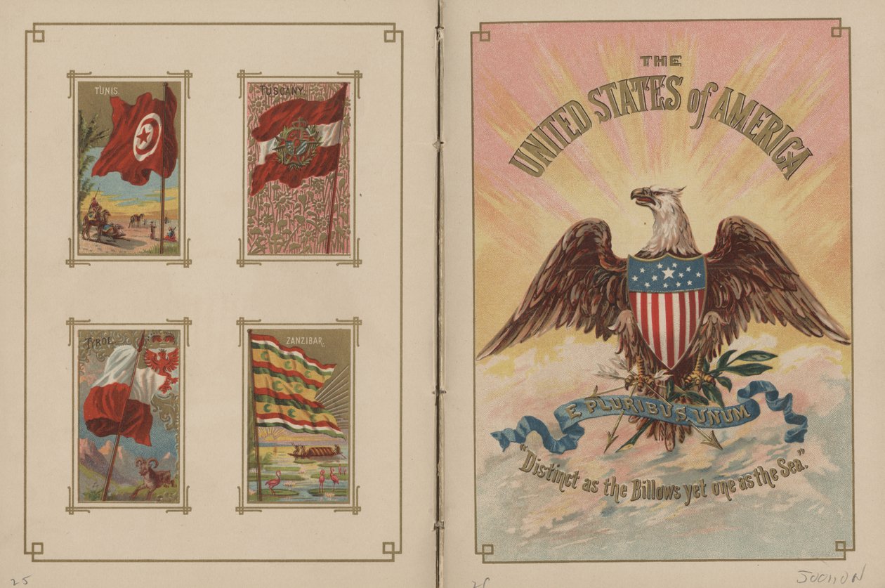 Flagg til alle nasjoner og USA - Side 25 og 26, 1887 av George S. and Sons Harris