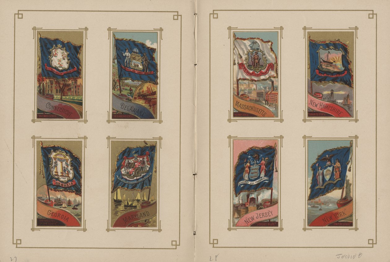 Flagg til alle nasjoner og USA - Side 27 og 28, 1887 av George S. and Sons Harris