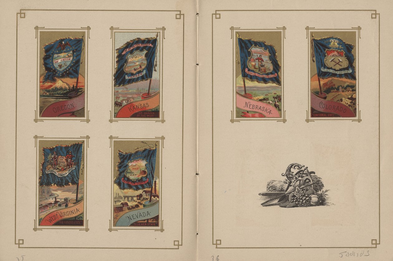 Flagg for alle nasjoner og USA - Side 35 og 36, 1887 av George S. and Sons Harris