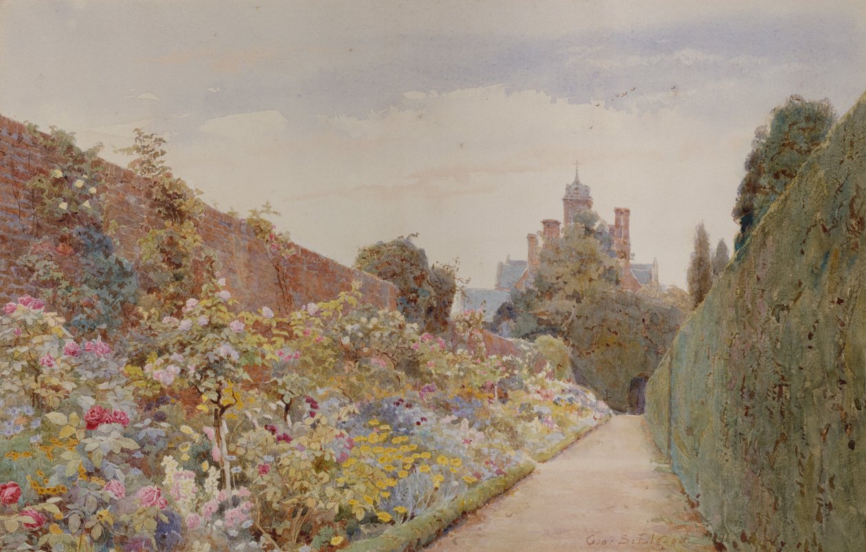 The Rose Walk at Mynthurst, ca. 1940 (blyant og akvarell) av George Samuel Elgood