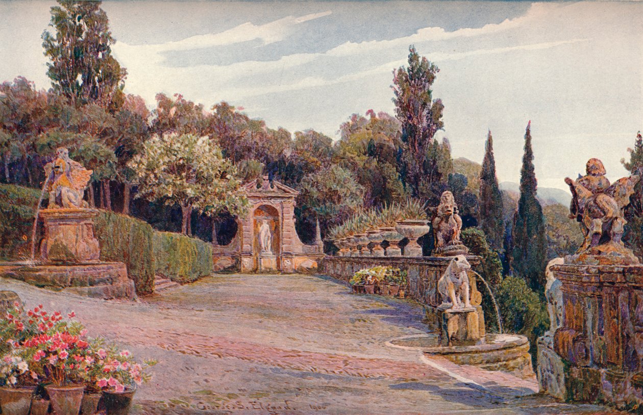 Øvre terrasse, Villa Imperiale, Genova, 1900 av George Samuel Elgood