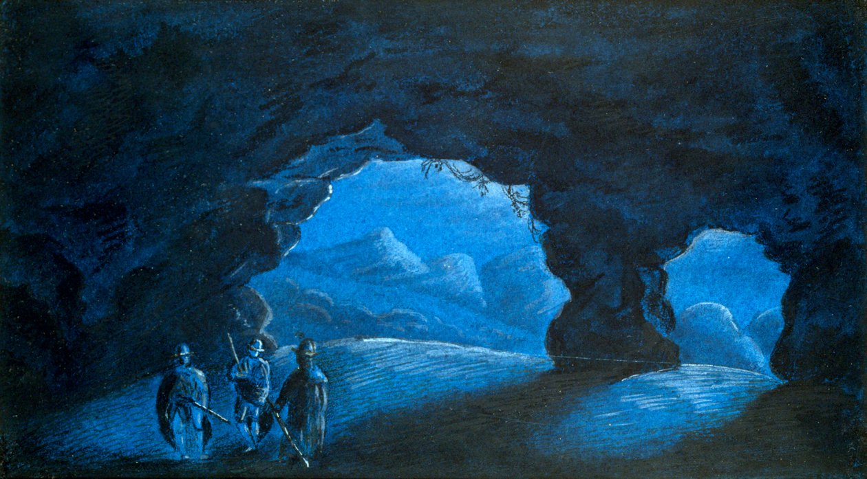 Tre personer i en hule i fjellene, 1825 av George Sand