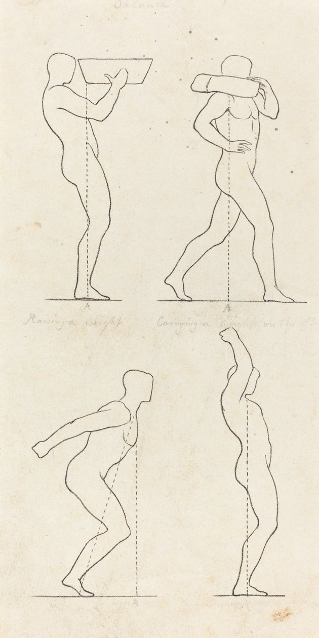 Å bære en vekt; Forbereder seg på å hoppe og gå av av George Scharf after John Flaxman