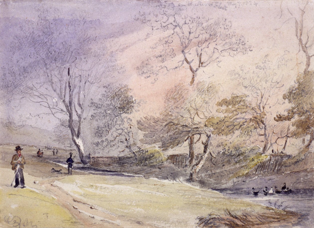 Fleet River, Hampstead, London, 1834 av George Shepheard