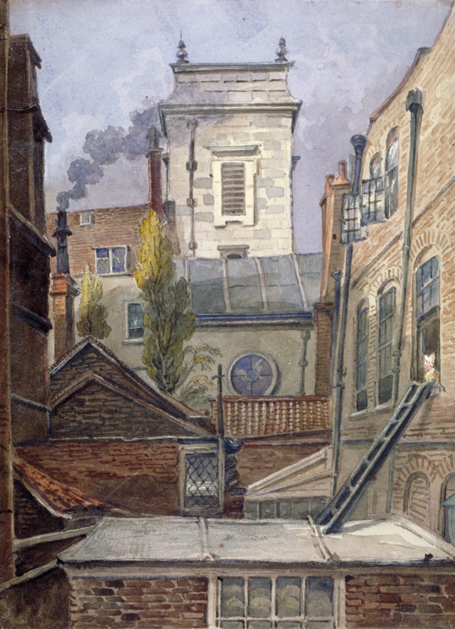 Tårnet til Church of St George Botolph Lane, City of London, c1830. av George Shepheard