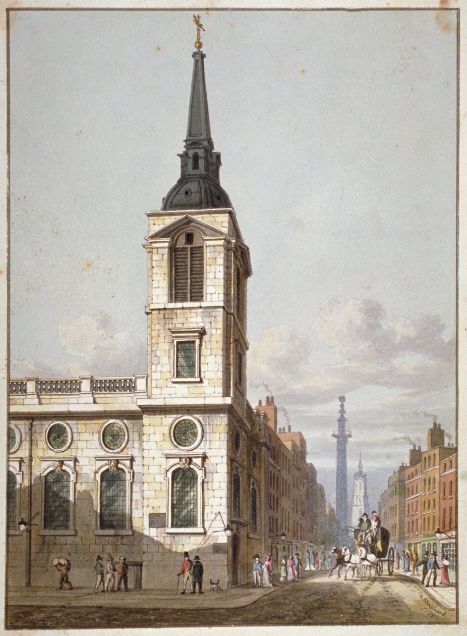 Church of St Benet Gracechurch og Gracechurch Street, City of London, 1811 av George Shepherd