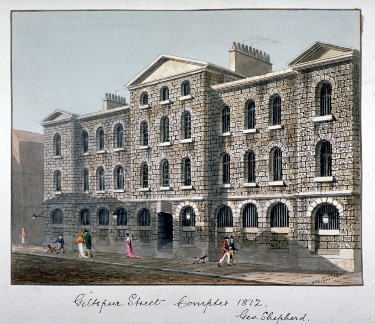 Giltspur Street Compter, City of London, 1812. av George Shepherd