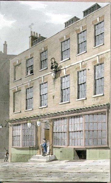 Gresk kaffehus, Devereaux Court, 1809 av George Shepherd