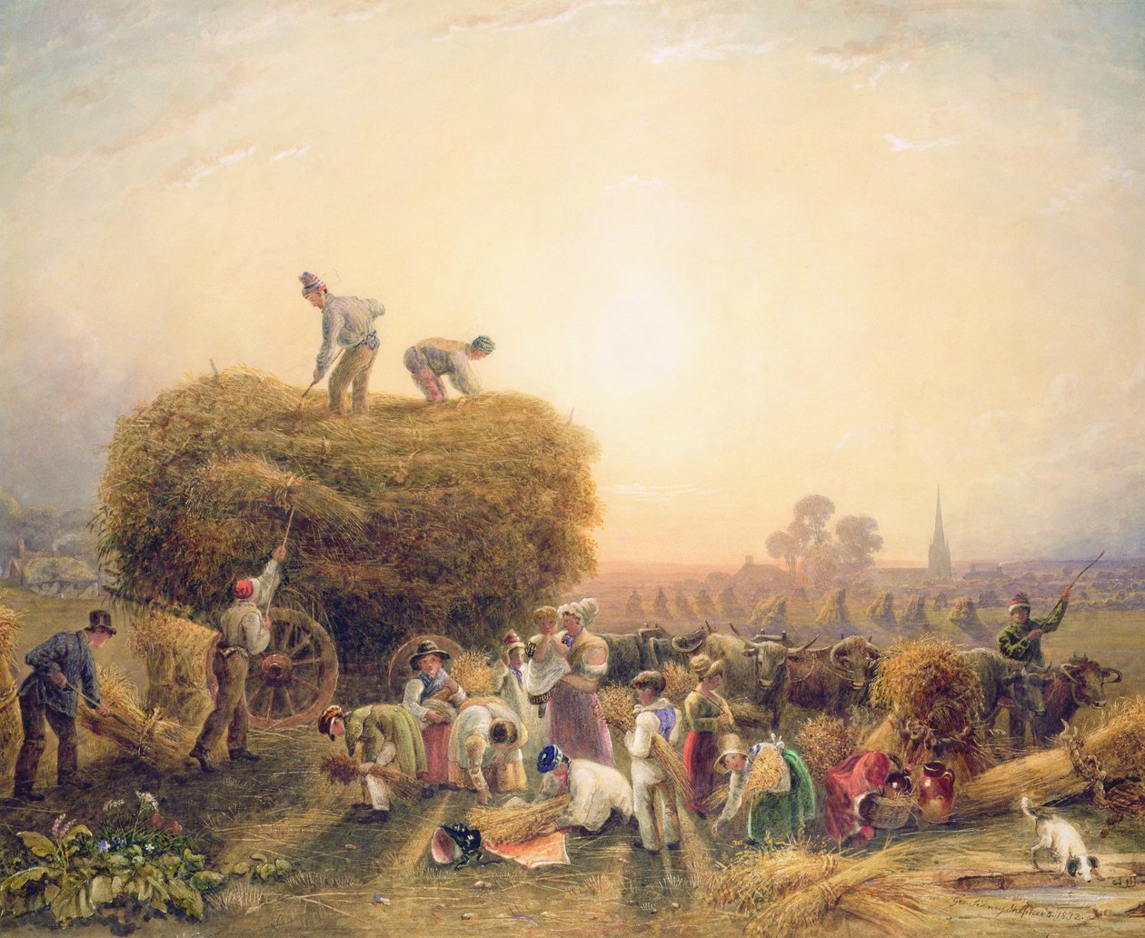 Høyproduksjon, 1832 (wc på papir) av George Shepherd
