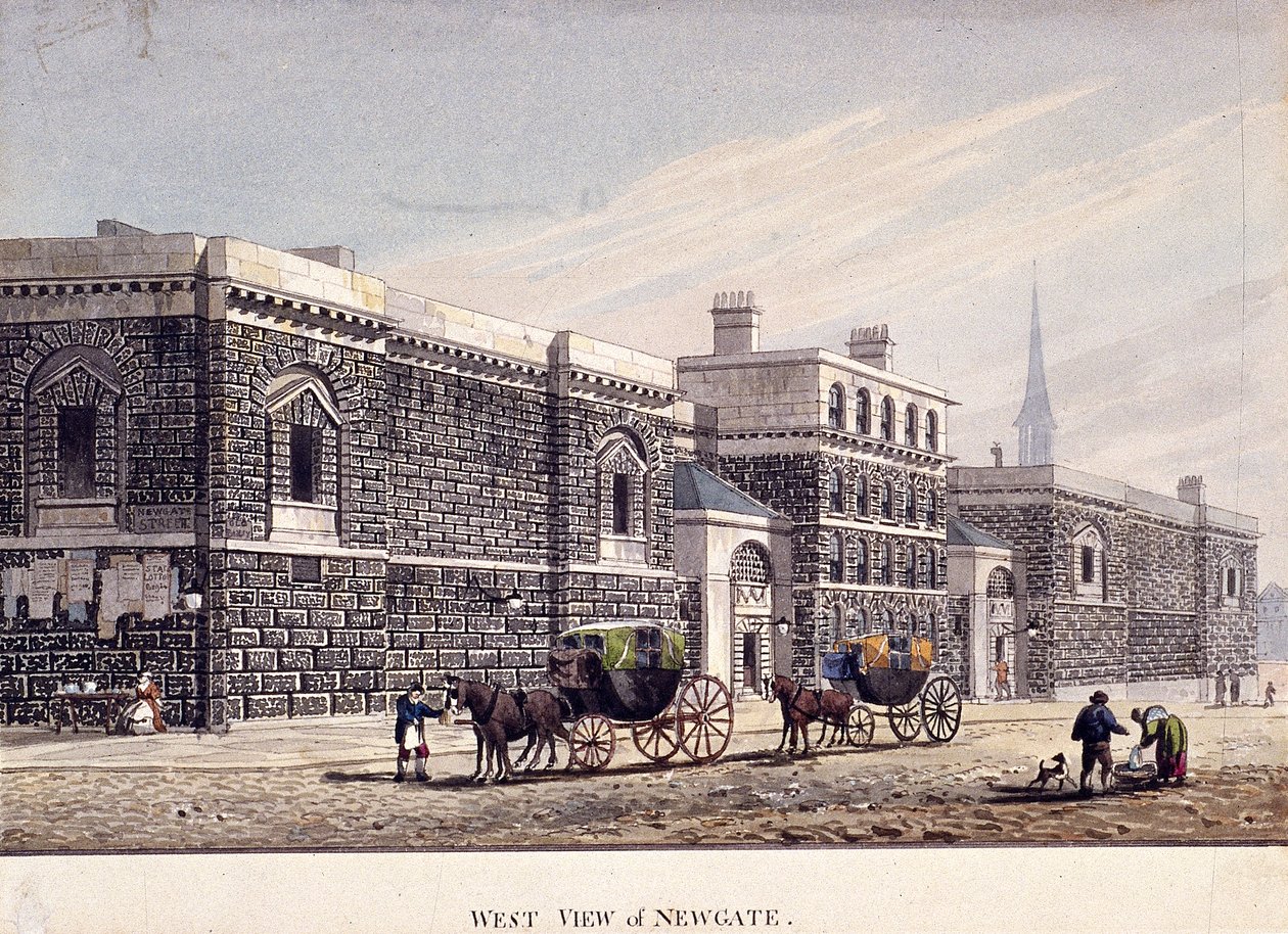 Newgate fengsel, Old Bailey, London, c1815 av George Shepherd