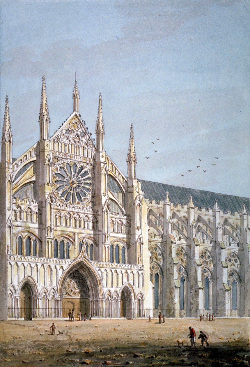 Norddøren til Westminster Abbey, London, c1810. av George Shepherd