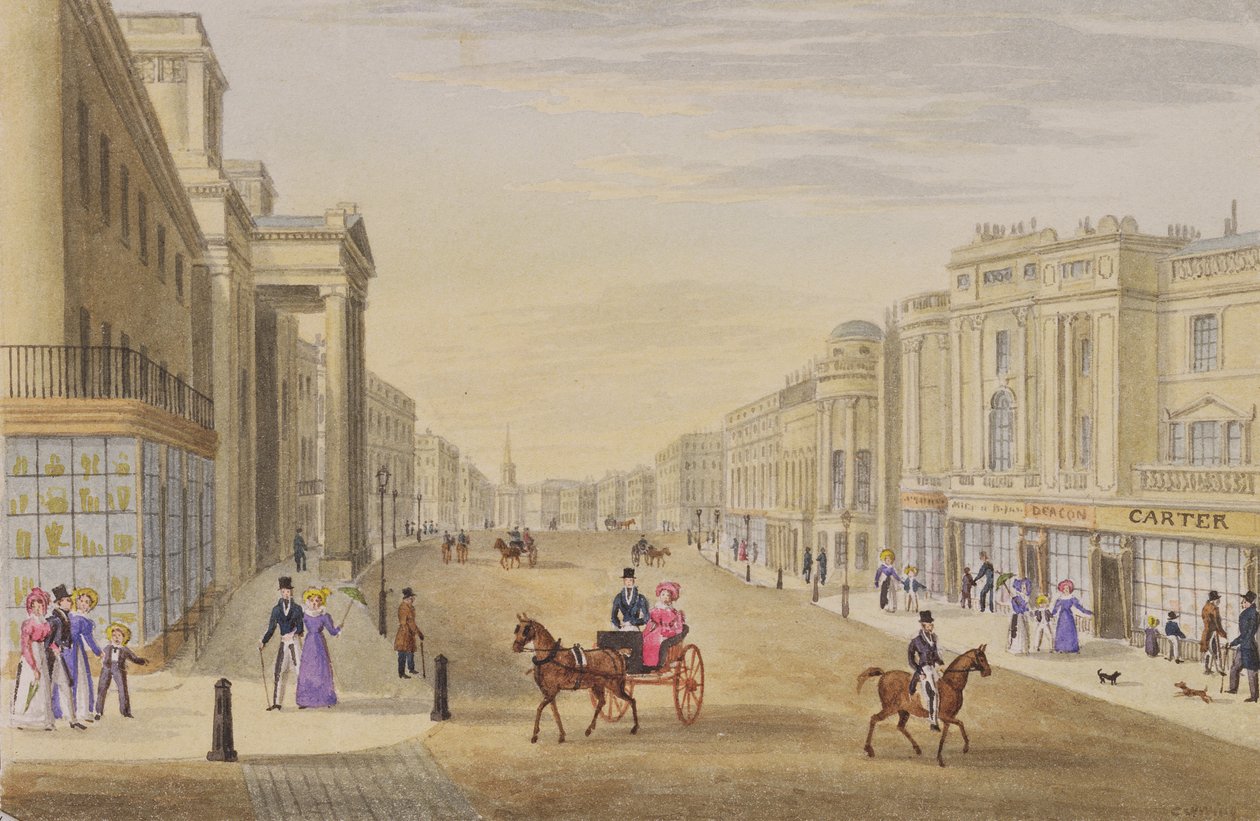 Regent Street, ser nordover fra Hanover Street, ca. 1830 av George Shepherd
