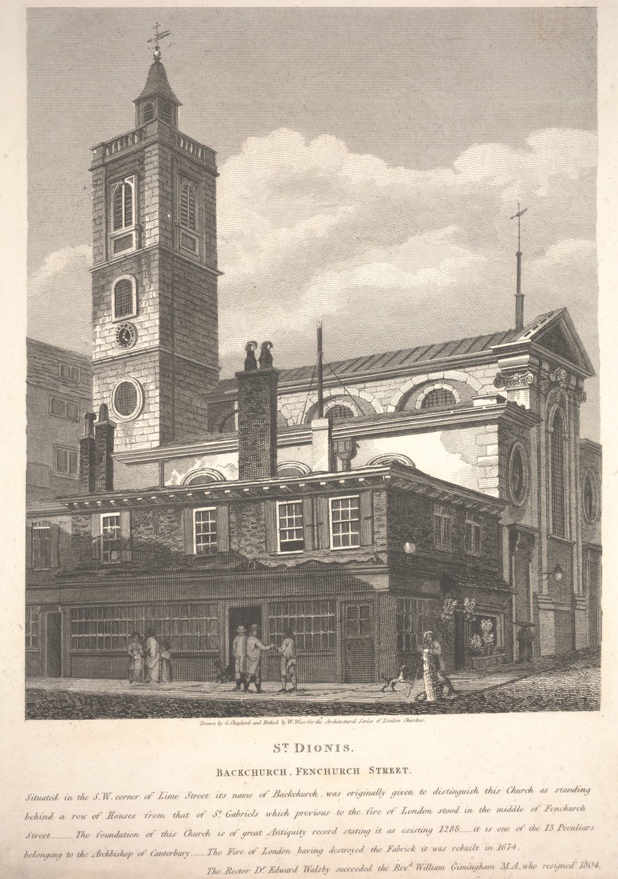 St. Dionis, Backchurch, Fenchurch Street, gravert av William Wise av George Shepherd