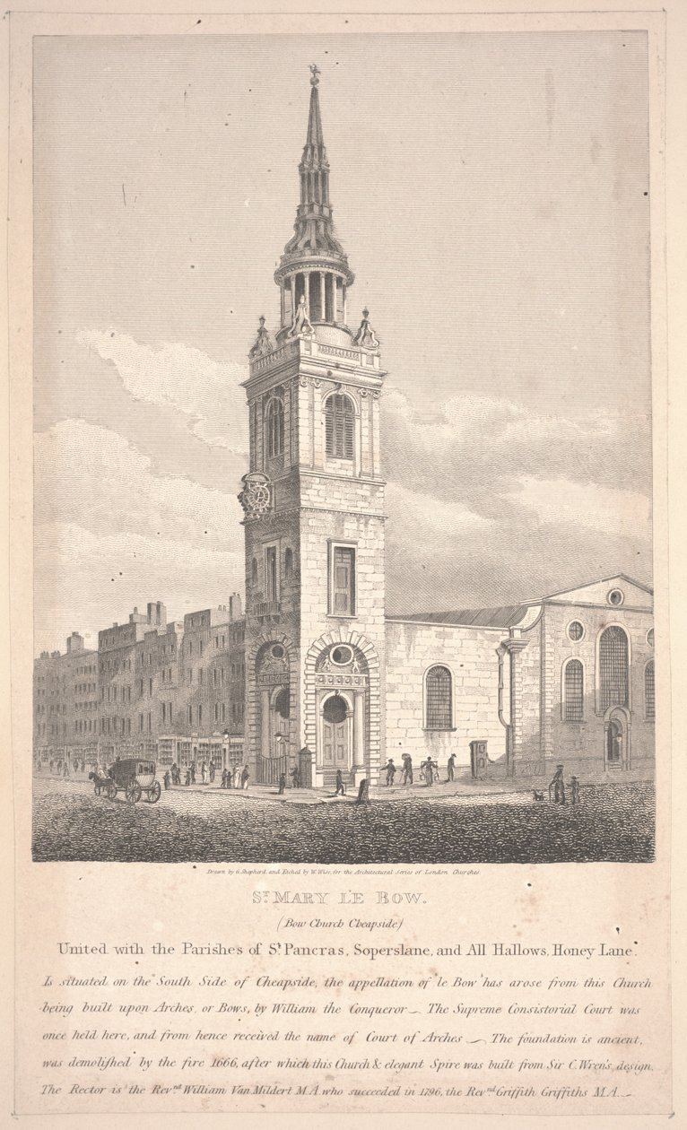 St. Mary Le Bow, gravert av William Wise av George Shepherd