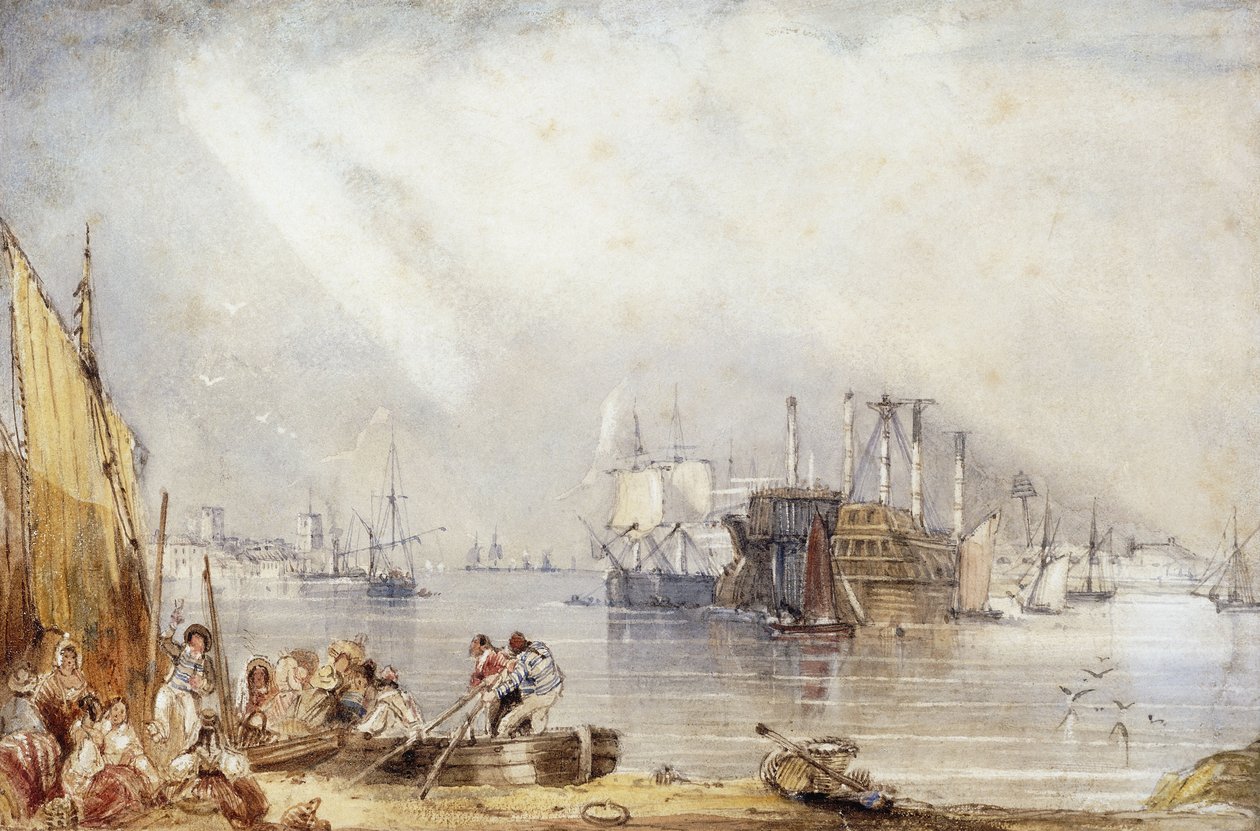 Portsmouth havn fra Gosport, av George Sidney Shepherd