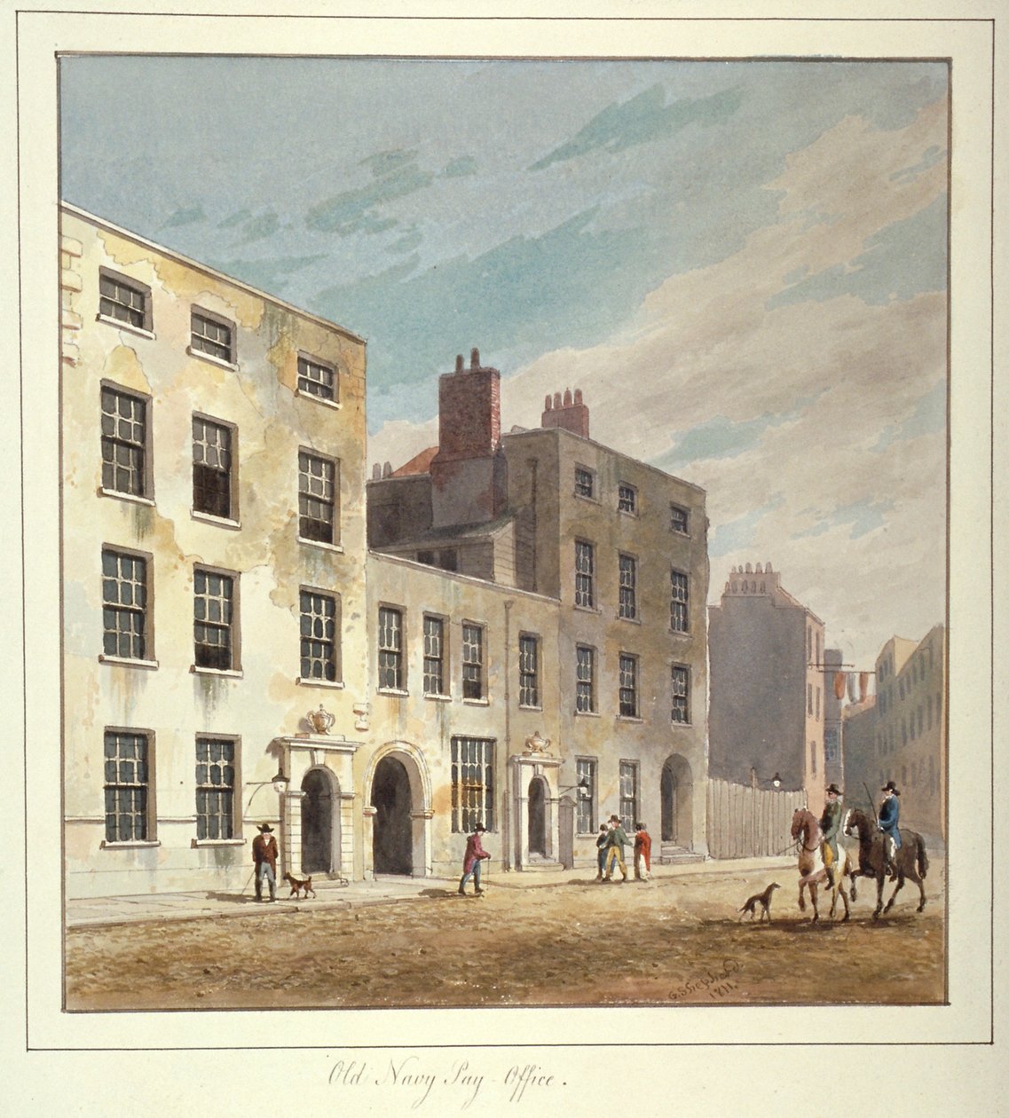The Old Navy Pay Office, Old Broad Street, City of London, 1811. av George Sidney Shepherd