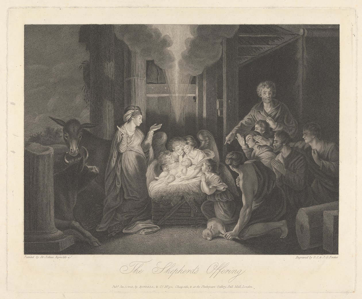 West Window of the Chapel, New College Oxford: The Shepherd Offering, Nativity Scene av George Siegmund Facius