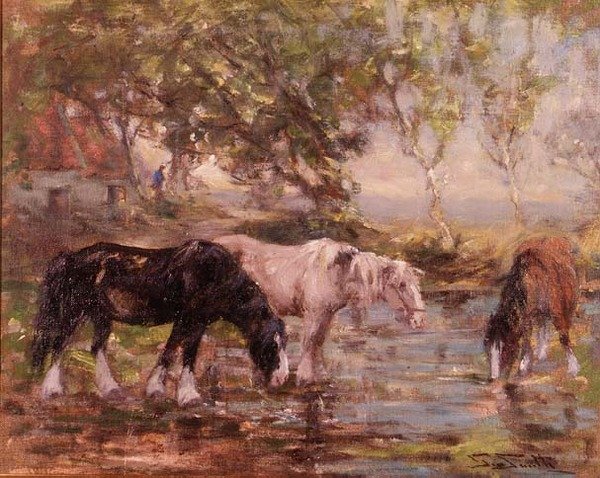 Hester ved et basseng av George Smith