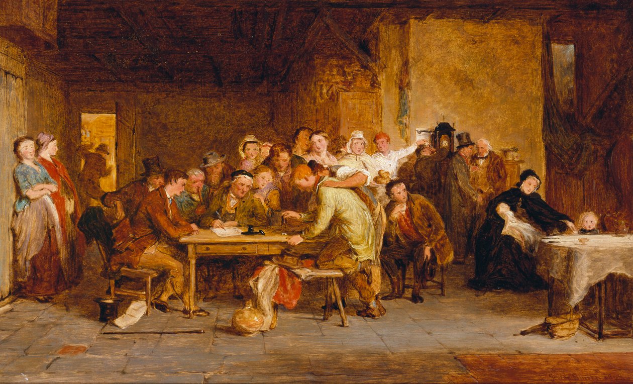 Skisse for "The Raffle", 1868 av George Smith