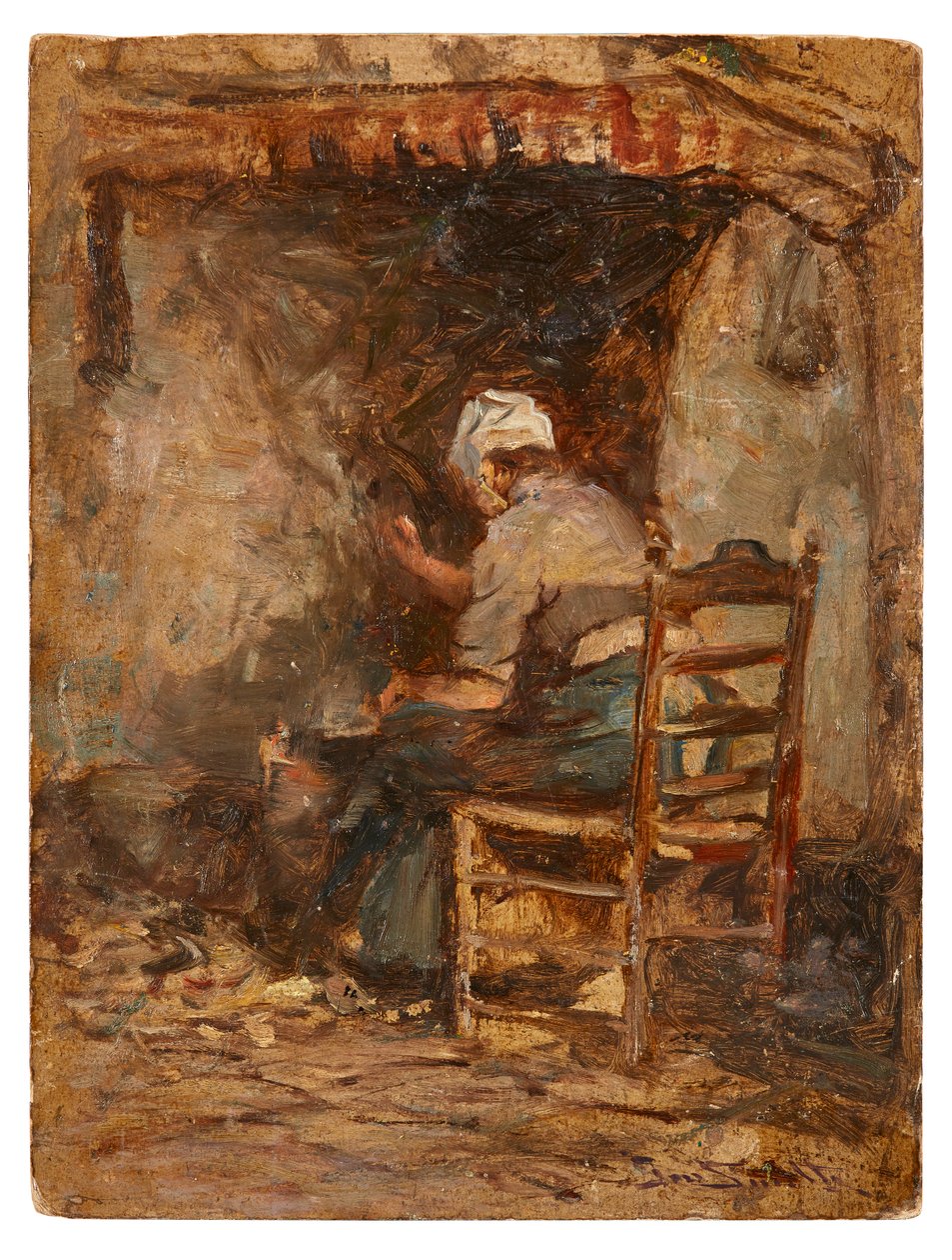 Skisse av en melkepike (olje om bord) av George Smith