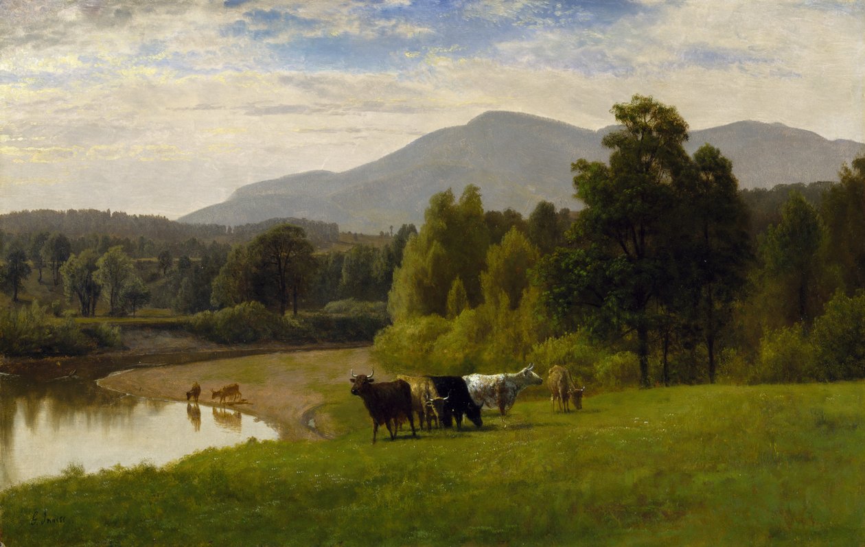 Beitemarker, 1867 (olje på papir om bord) av George Snr. Inness