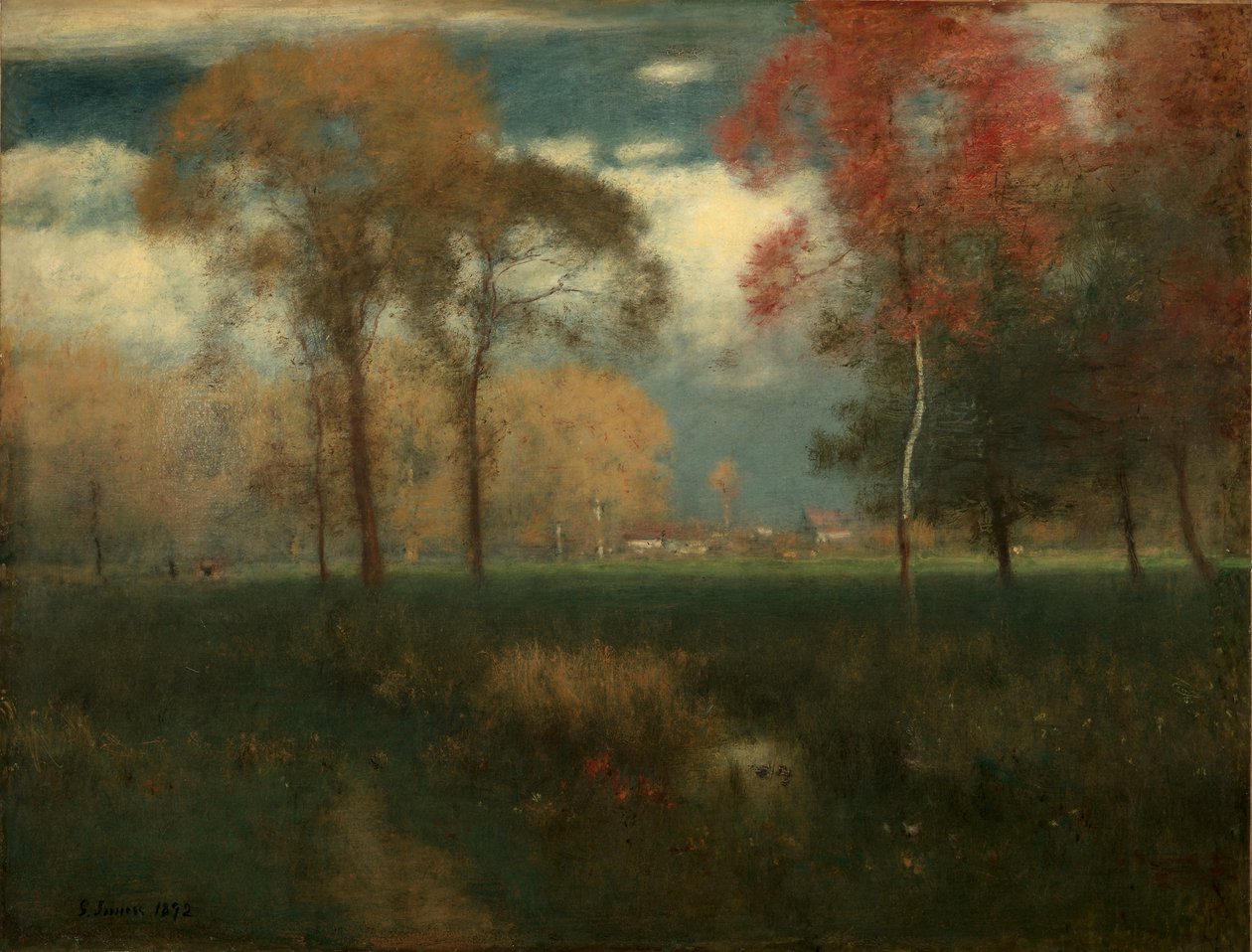 Solrik høstdag, 1892 av George Snr. Inness
