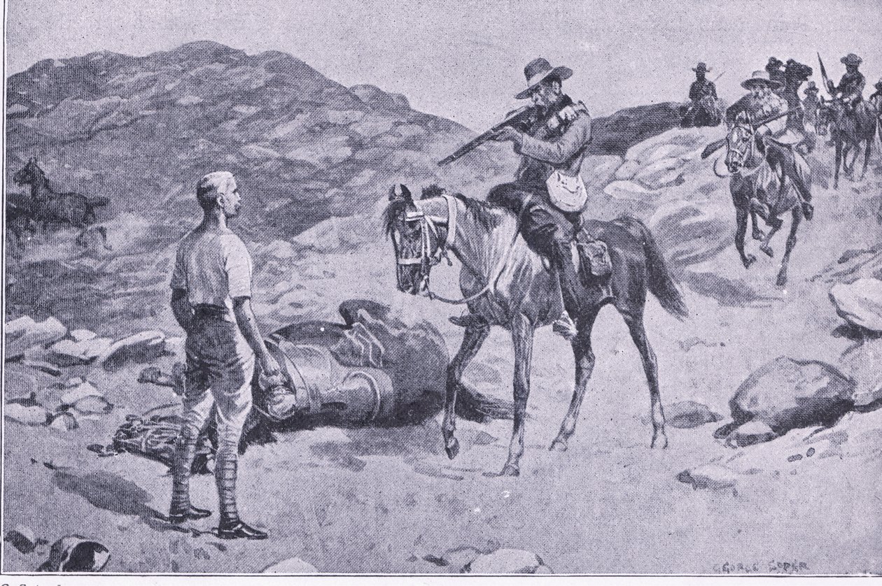 En galant gjerning på marsj til Hoopstad, After Pretoria: The Guerilla War utgitt av Harmsworth Bros Limited 1901 av George Soper