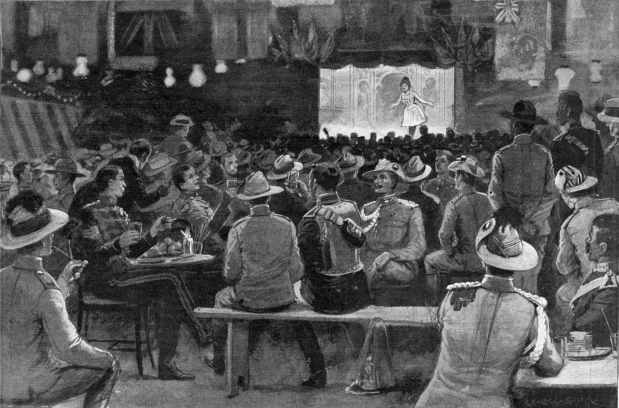 The Entertainment of Colonials gitt av The Royal Horse Guards på Albany Street Barracks, illustrasjon fra 
