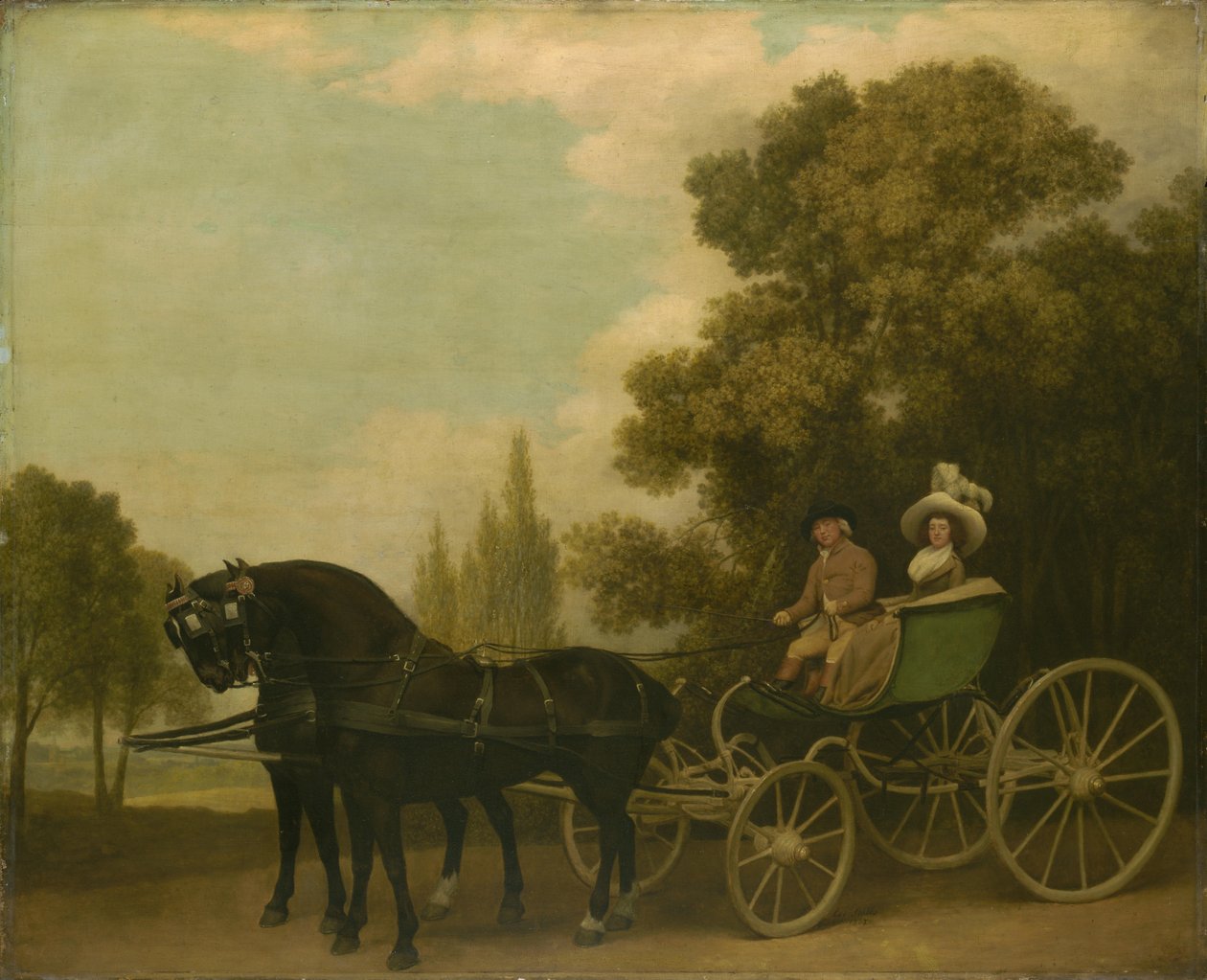En gentleman kjører en dame i en Phaeton, 1787 av George Stubbs