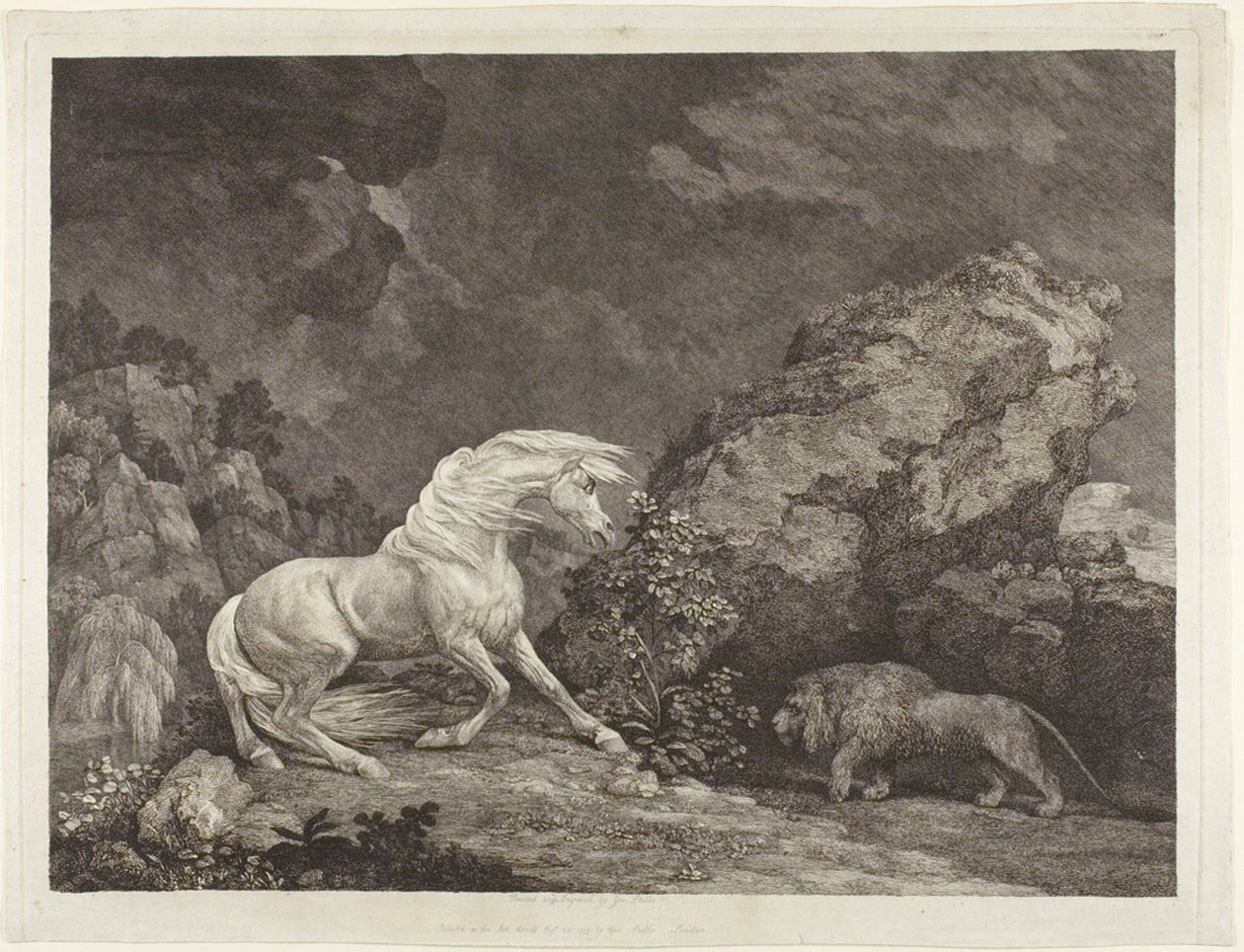 En hest som er skremt av en løve av George Stubbs