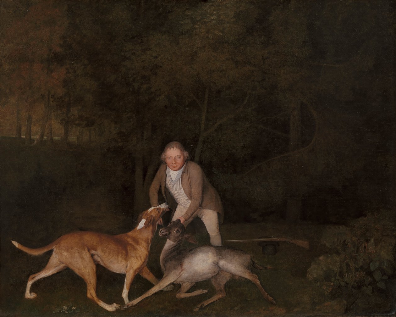 Freeman, jarlen av Clarendons viltvokter, med en døende doe og hund av George Stubbs