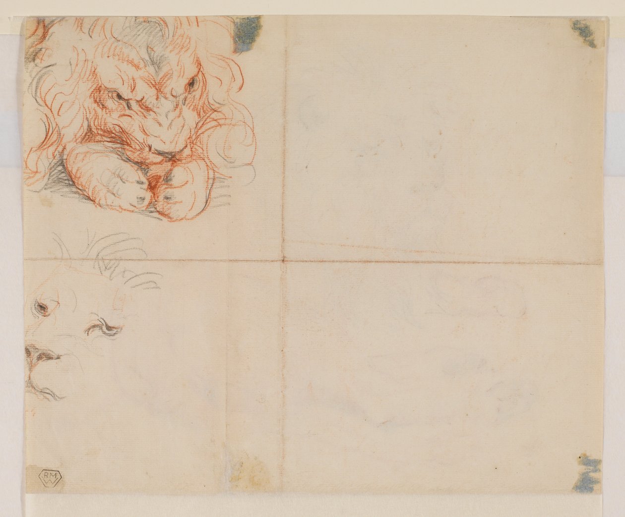 Hode og poter til en løve, verso, 1700- eller 1800-tallet av George Stubbs