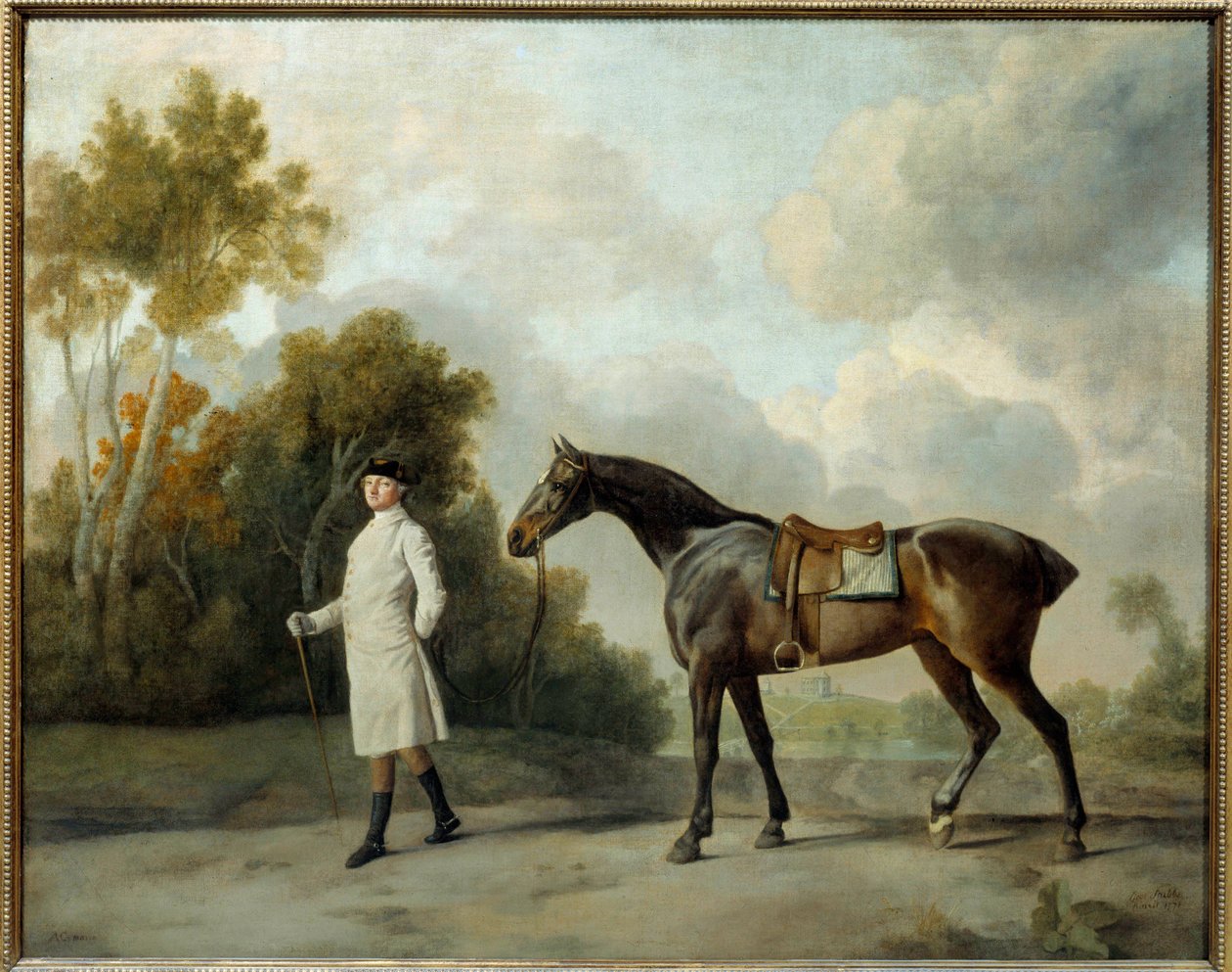 Portrett av Assheton, First Viscount Curzon and His Mare Maria Maleri av George Stubbs (1724-1806) Søn. 1x1,28 m av George Stubbs