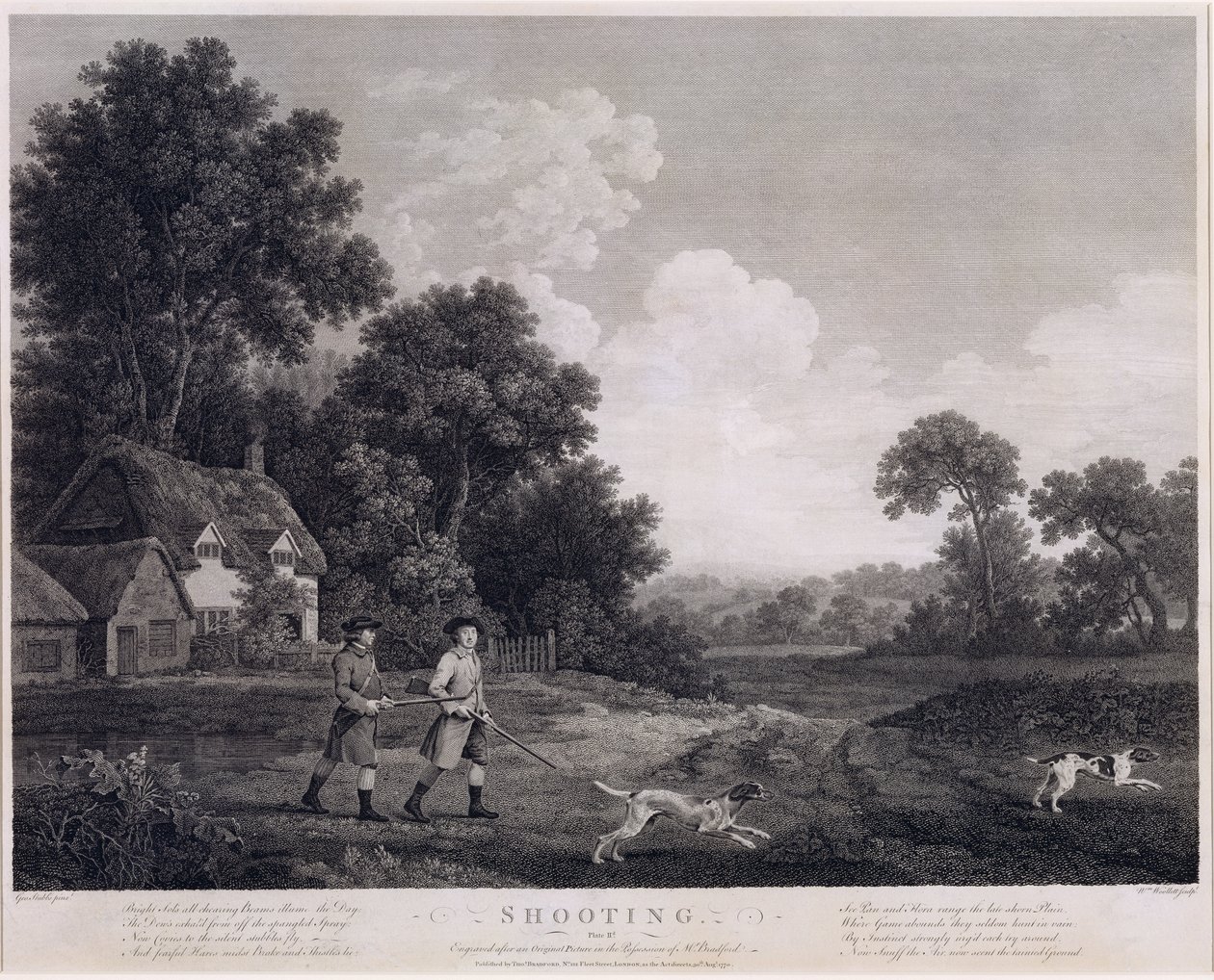 Skyting, plate 2, gravert av William Woollett (1735-85) 1770 (femte stat gravering og etsning) av George Stubbs